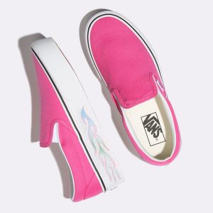 Vans Bayan Kaykay Ayakkabısı Sidewall Flame Slip-On Platform Pembe | 32954-210